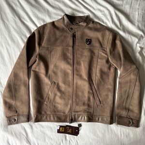 A Collezioni Faux Suede & Leather Racer Jacket Brown, Men's M, NWT Made in Italy